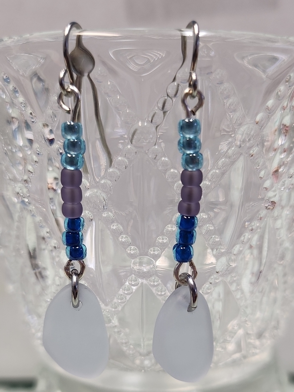 Sea Glass Drop Earrings With Sterling Silver Earwires! - Picture 1 of 2